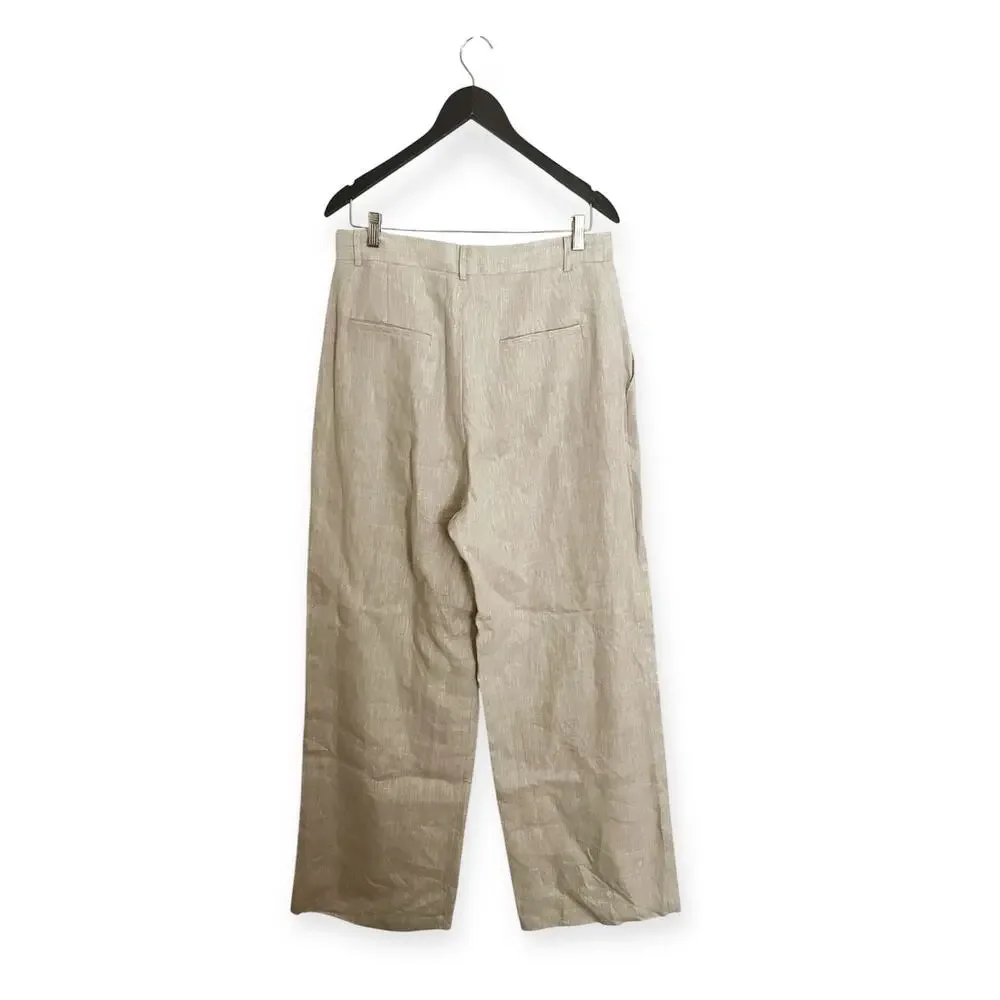 Reformation Alex Wide Leg Pant Linen Oatmeal Size 10